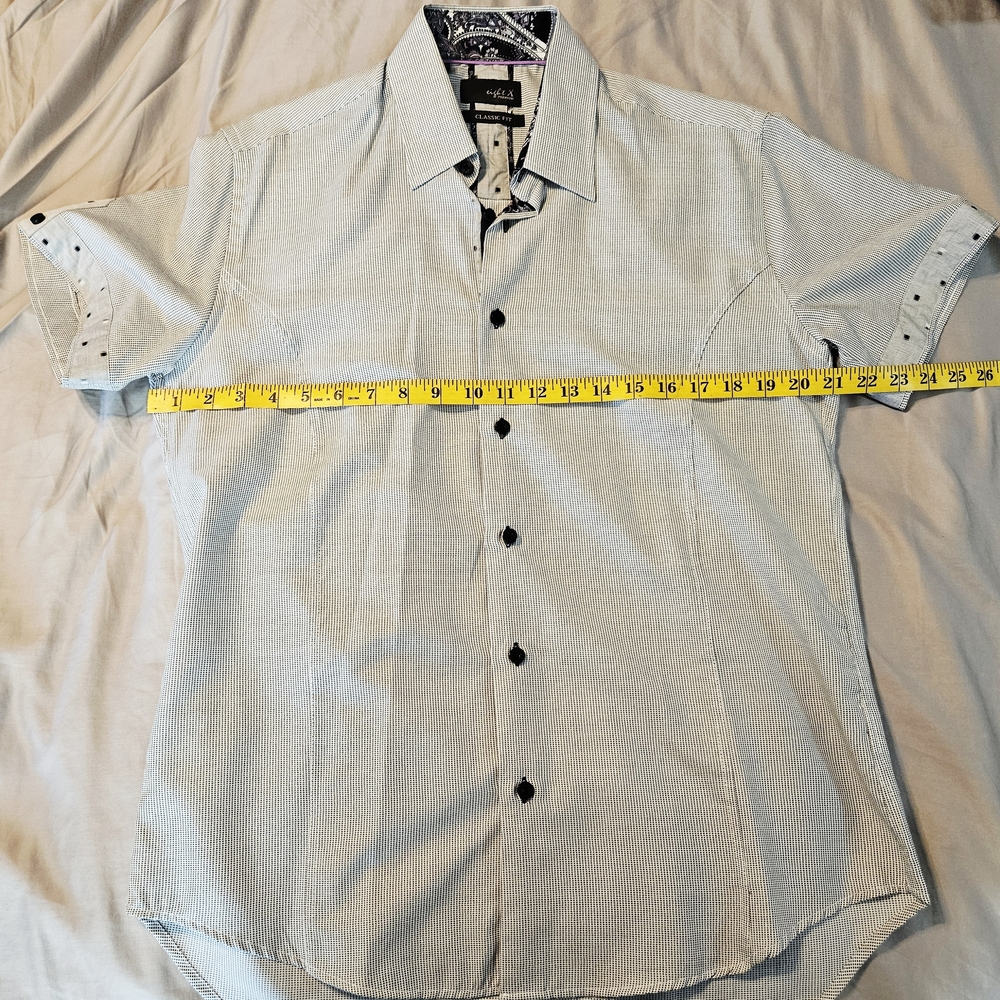 Eight X Men's Contrast Trim Black & White Button Down Shirt